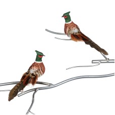 Pheasant On Clip 19cm Brown/Green